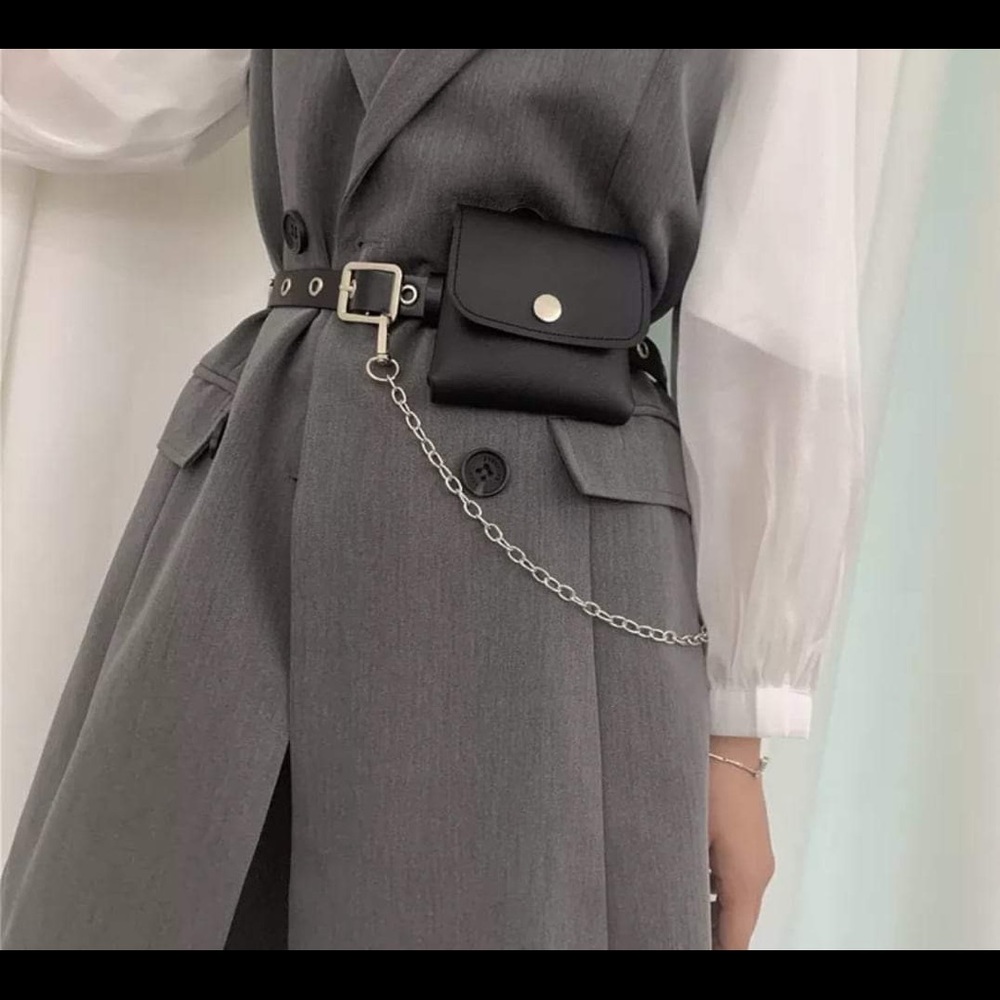 New! Mini Black Leather Belt Bag